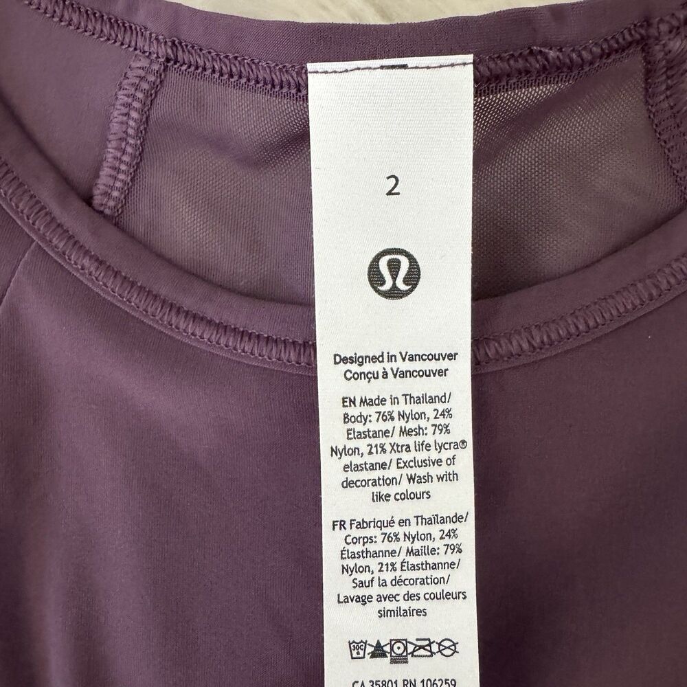 Lululemon Sculpt Cropped Tank Women’s Size 2 Flowy Grape Thistle Quick Dry NWT - Picture 5 of 11